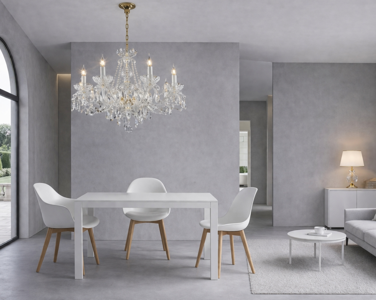 Kryształowy żyrandol EL100802PB oraz lampa stołowa ES624119