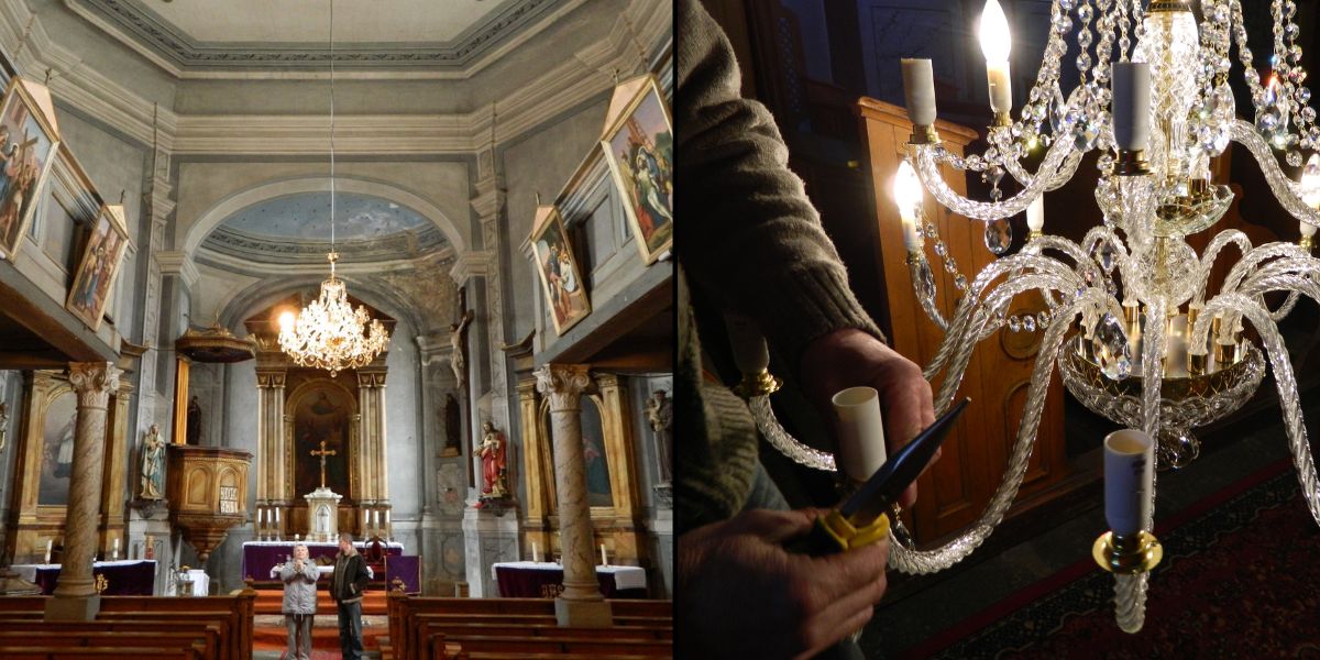 Historyczny żyrandol ArtCrystal Tomeš dla kościoła w Karlowych Warach w Czechach.
