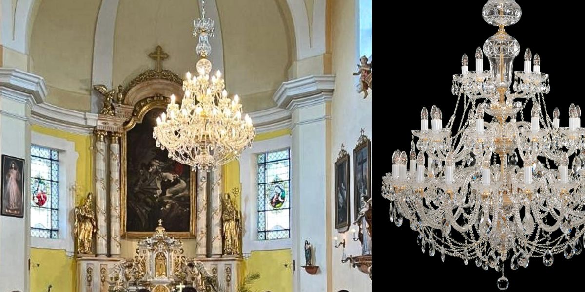 Kryształowe żyrandole ArtCrystal Tomeš dla kościoła św. Jerzego w Bělotínie w Czechach