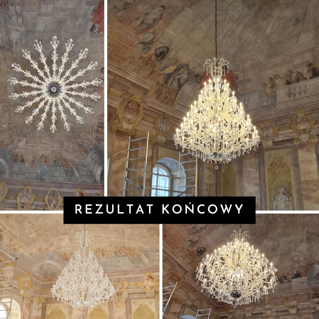 Historyczne wnętrze ratusza w Brnie z malowidłami