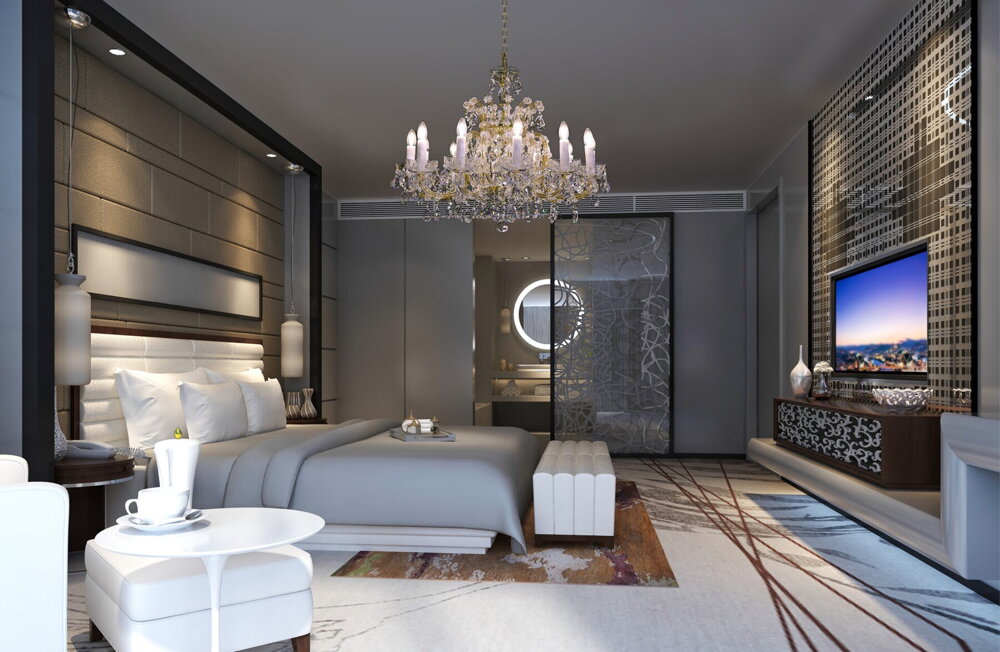 Luxury bedroom lighting - crystal chandelier