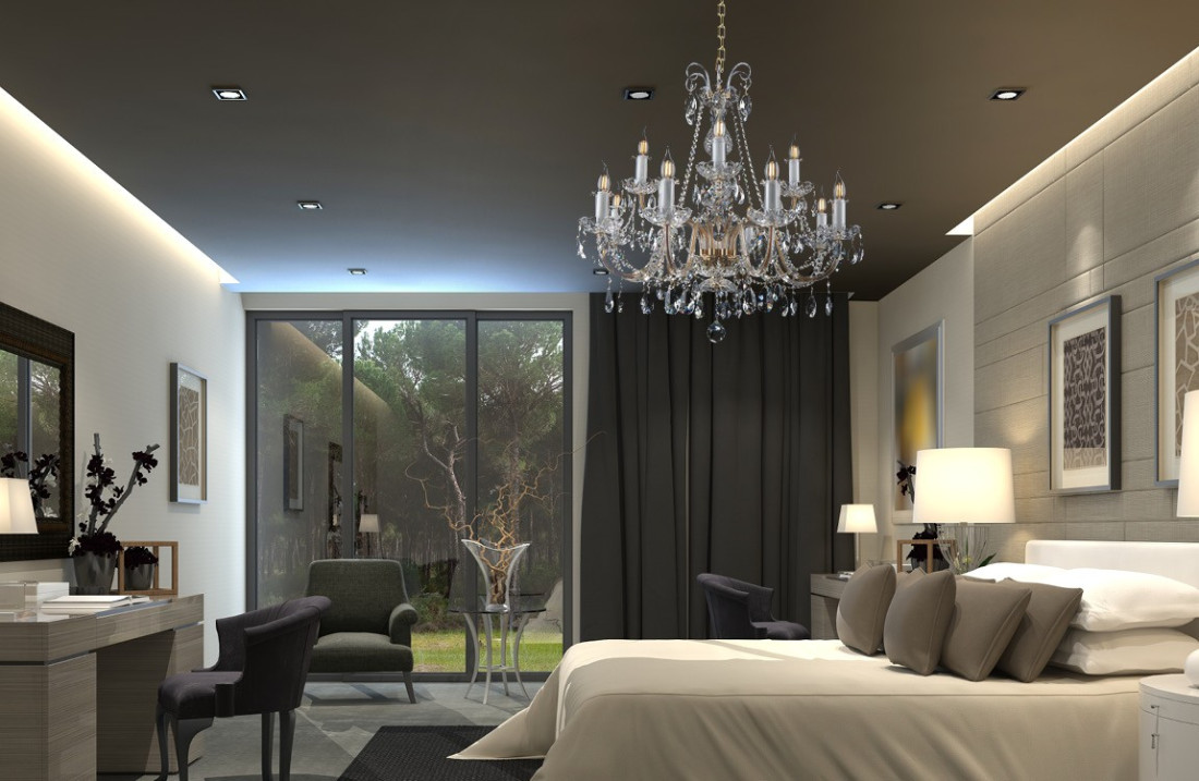 bedroom crystal chandelier