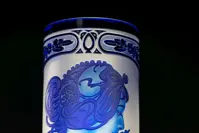 Wazon z ciętego kryształu w kolorze niebieskim SEB320MP