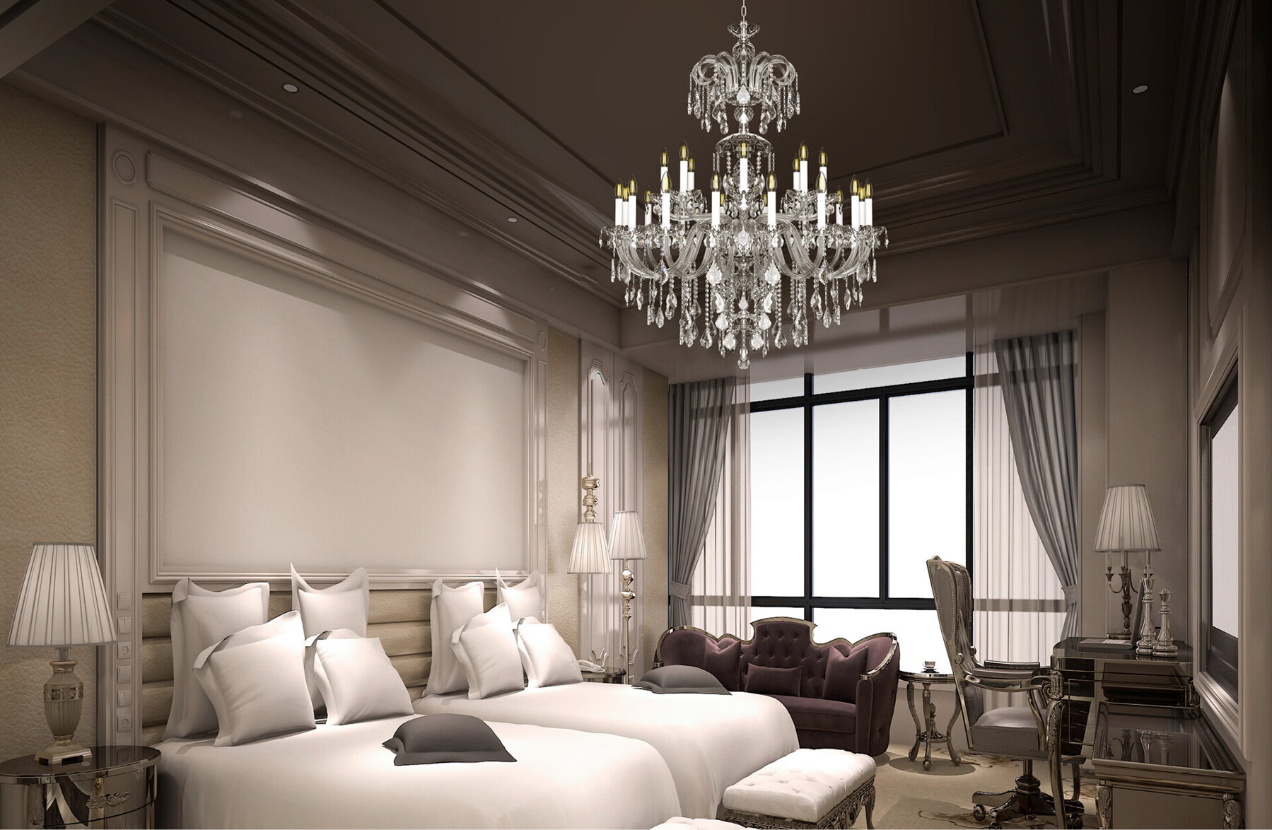 Bedroom crystal chandelier EL1282404PB