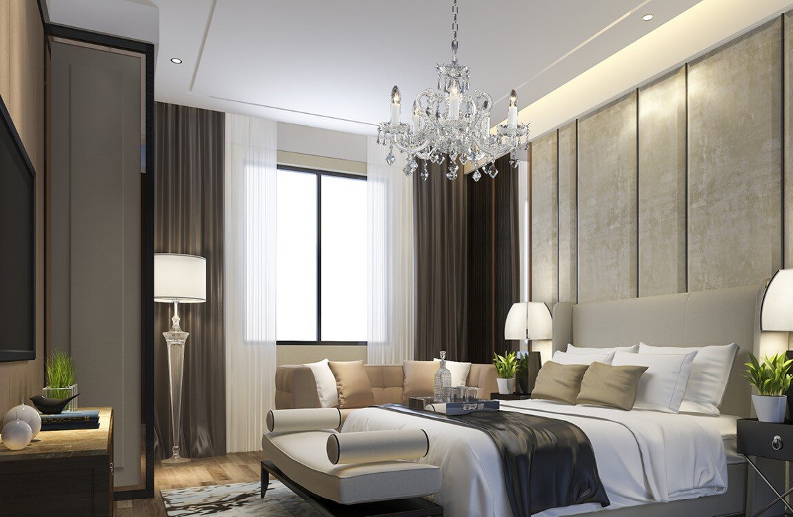 Elegancki żyrandol do sypialni w stylu glamour APS211