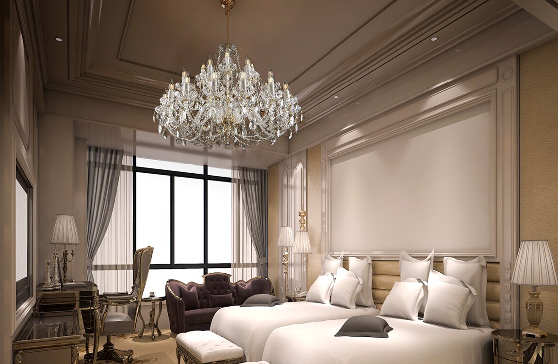 Duży kryształowy żyrandol do sypialni w stylu glamour EL1072801PB