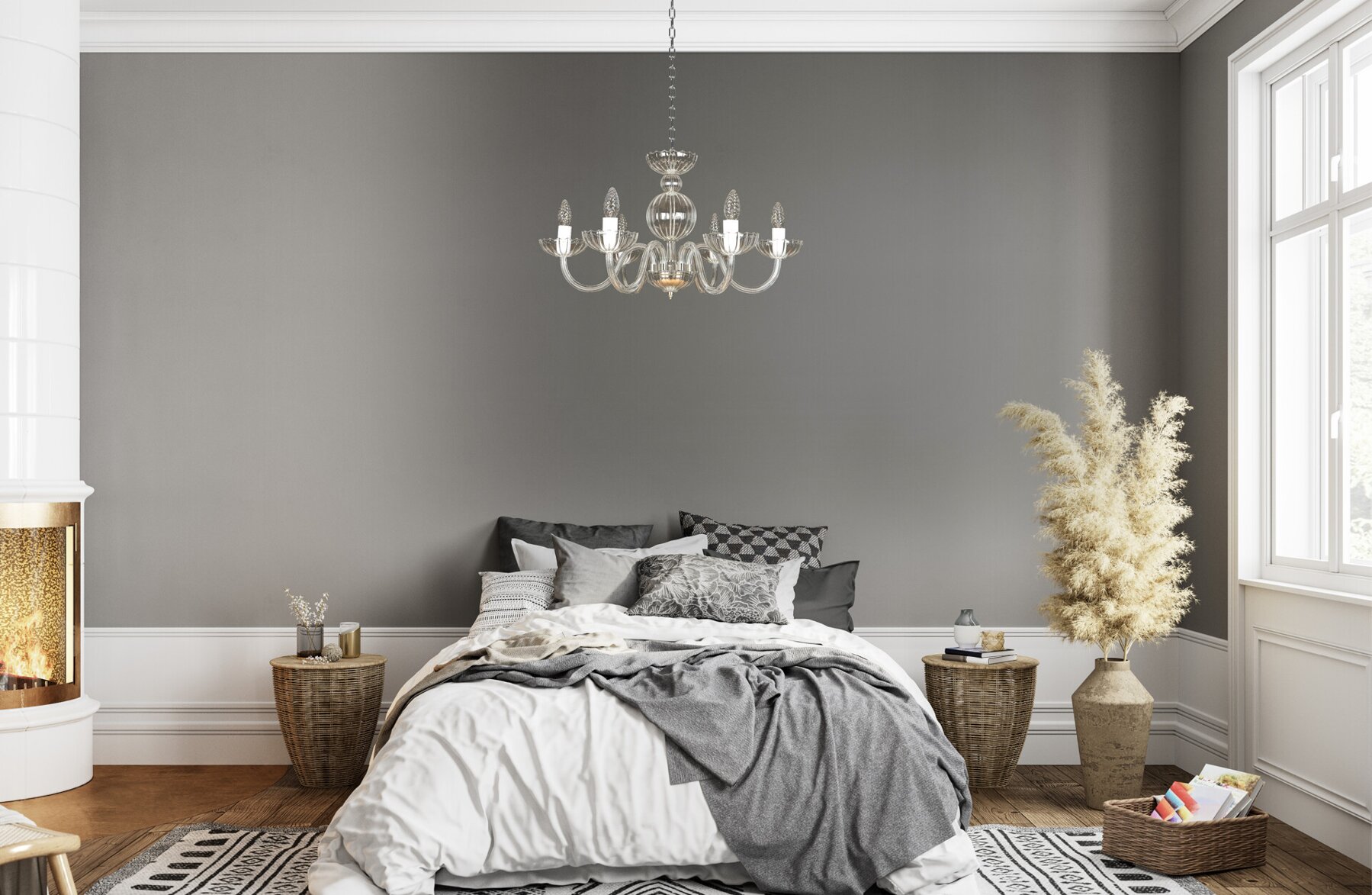 Kryształowy żyrandol do sypialni w stylu skandynawskim EL251600