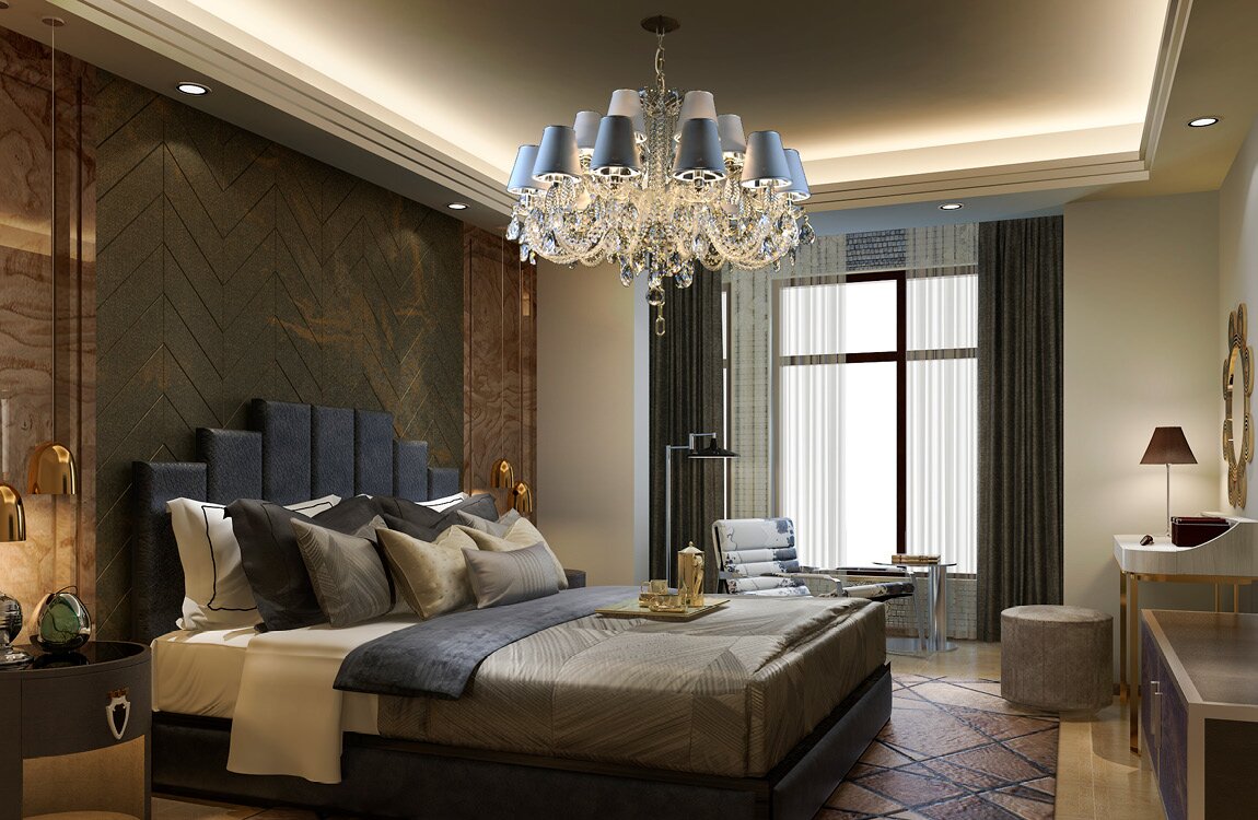 Luksusowy kryształowy żyrandol do sypialni w stylu glamour LW125182140