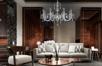 Crystal chandelier in living room