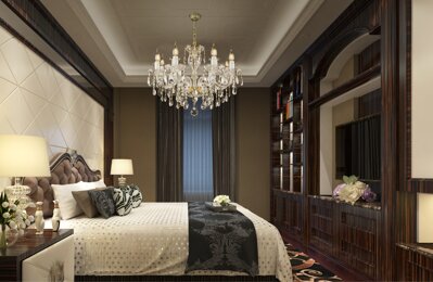 Elegancki kryształowy żyrandol do sypialni w stylu glamour EL177809PB