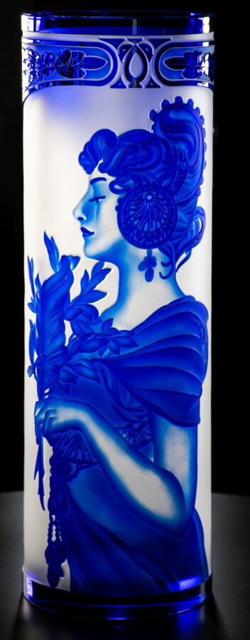 Vase of cut crystal blue SEB360MK
