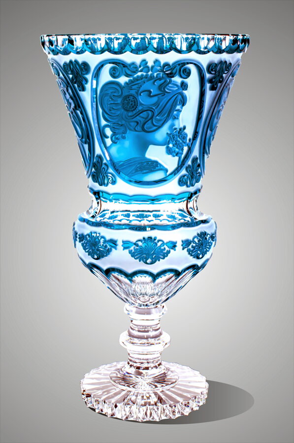 Váza z brúseného krištáľu modrá A. Mucha SEB83046360M-M